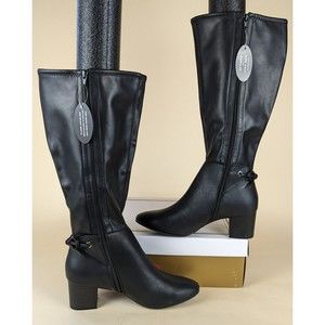 Charter Club Jaccque Wide Calf Boots Womens 10 M Black Tall Heels Shoes NWB